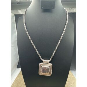 Vintage Chico’s Silver Tone Square Pendant Necklace